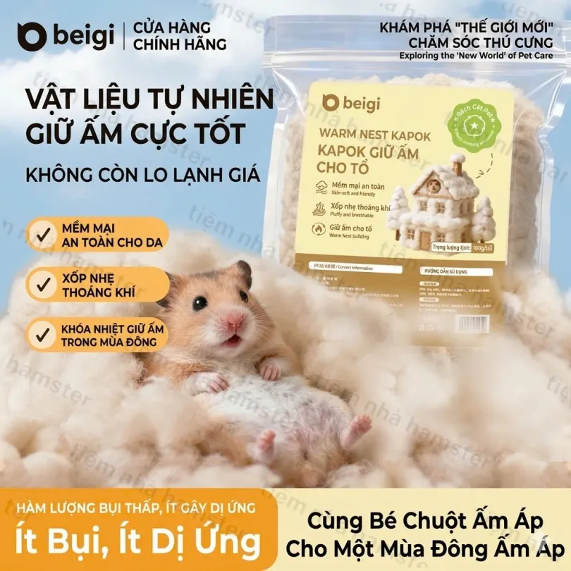 Bông gòn giữ ấm cotton nguyên chất Belgi - 100g