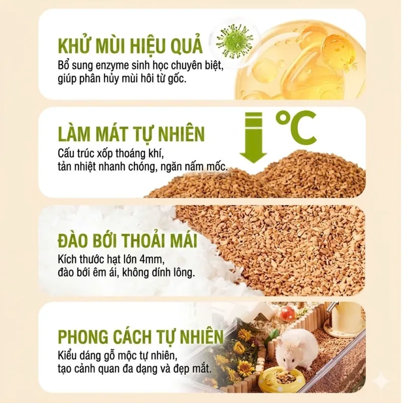 LÓT CHUỒNG ÓC CHÓ MIX HOA BUCATSTATE - 2.5KG